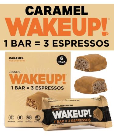 WAKE UP! Caffeinated Caramel Protein Bars - Gluten Free Vegetarian 350mg Caffeine (Pack of 6) - Boost Focus & Clarity - Kosher Snack - Buy Online on GoSupps.com