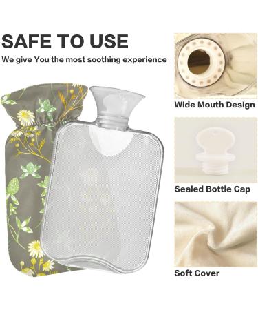 Naanle Herbal Heat Bottle with Cover - Wild Daisy Design 1L Hot Water Bottle for Pain Relief & Therapy - Perfect for Hand & Foot Warmth - Buy Online on GoSupps.com