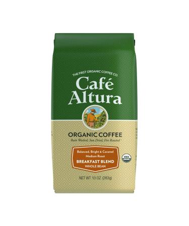 Cafe Altura Organic Coffee Breakfast Blend Medium Roast Whole Bean 10 oz (283 g)