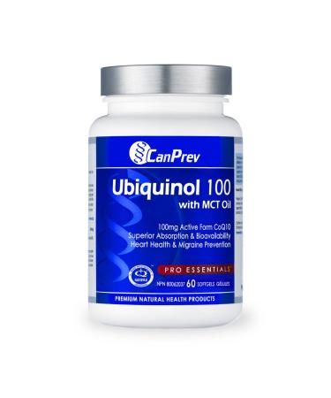 CanPrev Ubiquinol 100 with MCT Oil | 60 Softgels | Ubiquinol Coq10 Supplement | 100mg Softgels | Healthy Heart Supplements | Migraine Relief Pills | Natural Migraine Headache Relief