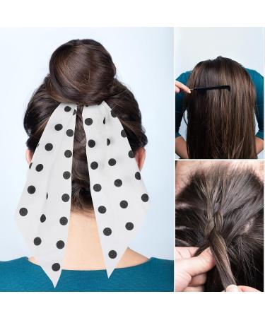 LEORX Polka Dot Hair Scrunchies - 3pcs Vintage Chiffon Scarf Ties for Women and Girls - Buy Online on GoSupps.com