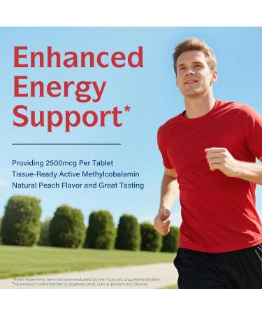 Innate Vitality Vitamin B12 2500mcg Sublingual Methylcobalamin Extra Strength for Energy Metabolism Mental Clarity Nervous System Health Peach Flavor Zero Sugar 120 Fast Dissolve Tablets 120 Count (Pack of 1) - Buy Online on GoSupps.com