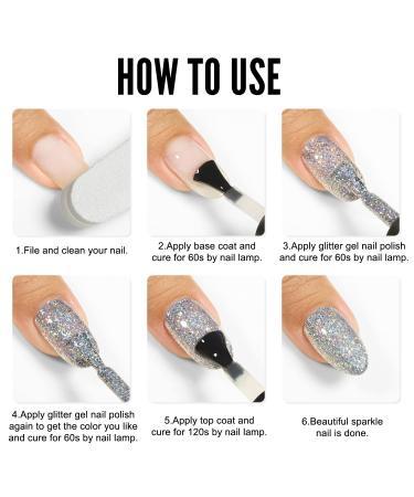 YOKE FELLOW Glitter Gel Nail Polish 10ML - Sparkly Holographic Soak Off UV LED Cured - Silver | Perfect Lady Gift - Buy Online on GoSupps.com