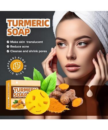 TBeautfave Turmeric Soap Natural Soap for Face & Body Organic Soap Turmeric Brightening Soap Handmade Soap Bar for for Acne & Dark Spots Moisturizing Deep Cleansing Erase Fine Lines - Buy Online on GoSupps.com