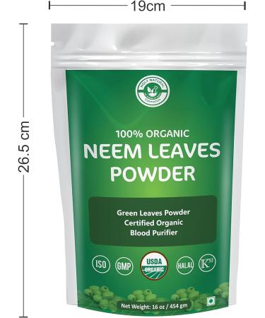 Organic Neem Leaves Powder - 16 Oz | USDA Certified 100% Pure & Natural - Buy Online on GoSupps.com