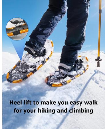 GORPORE Snowshoes for Women Men Youth  21/25/30 Inches Lightweight Aluminum Alloy All Terrain Snowshoes for Hiking  Heel Lift Riser for Mountaineering with Double-Ratchet Binding & Carrying Tote Bag 30" Glod - Buy Online on GoSupps.com