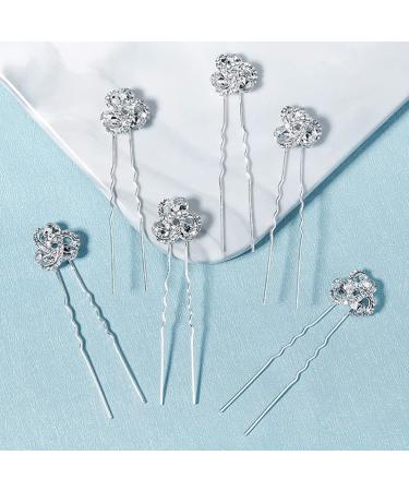 6pcs Vintage Rhinestone Bridal Hair Pins - Crystal Silver Hair Clips for Women & Bridesmaids - Buy Online on GoSupps.com