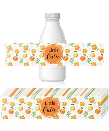 48 Pieces Baby Shower Water Bottle Labels Oranges little cutie baby shower decorations Baby Shower Bottle Stickers Waterproof Oranges Bottle Wrappers for Unisex Baby Shower Favors Decorations