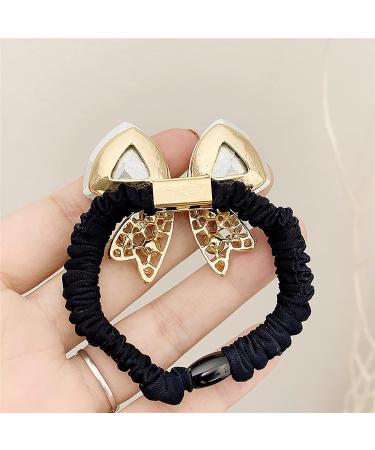 LaMignonne Glitter Purple Rhinestone Hair Tie with Bowknot for Women and Girls - Elastic Ponytail Holder Hair Accessory - Buy Online on GoSupps.com