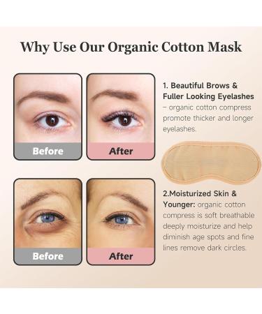 Organic Castor Oil Eye Mask Pack - 3 Reusable Adjustable Wraps for Sleep Dryness & Dark Circles Improve Eyelashes & Eyebrows - Khaki - Buy Online on GoSupps.com