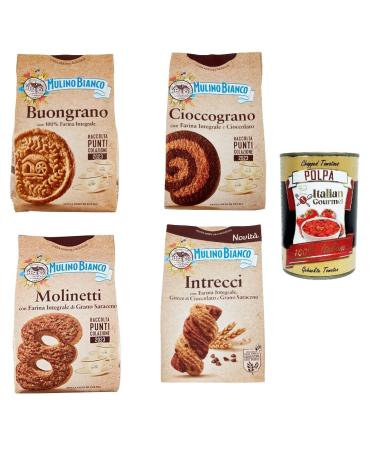 Italian Gourmet E.R. Mulino Bianco Test Kit 100% complete flour Biscuits Molinetti Buongrano Cioccograno Intrecci + Italian gourmert pulp 400 g
