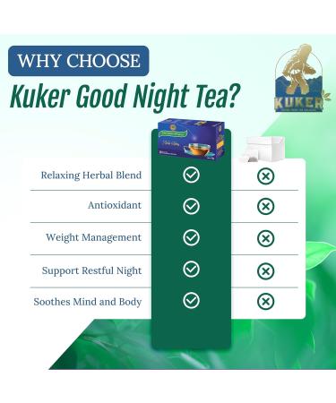 KUKER Good Night Tea Sleep Tea with Peppermint and Lemon Balm for Relaxing Evening Night Time Tea - Calm & Sleep Tea Bags Herbal Tea To Help You Sleep - 20 Tea Bags - 30g - Buy Online on GoSupps.com