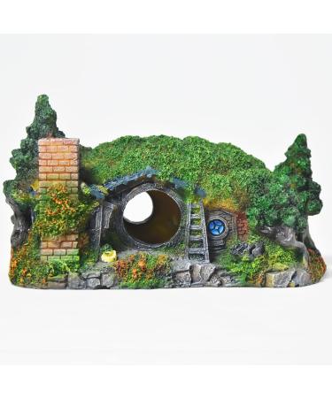 Fazhongfa Fish Tank Decoration Hobbit Castle Fish Tank Accessories Betta Toys Decoration For Fish Tank Scene Arrangement Ornament Fish Tank Resin Decorate Style_2