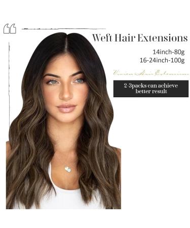 Vivien Real Hair Treat Extensions - Remy Tress Natural Black to Dark Brown with Ash Blonde Balayage | 40cm 100g #1B/4/18 - Buy Online on GoSupps.com