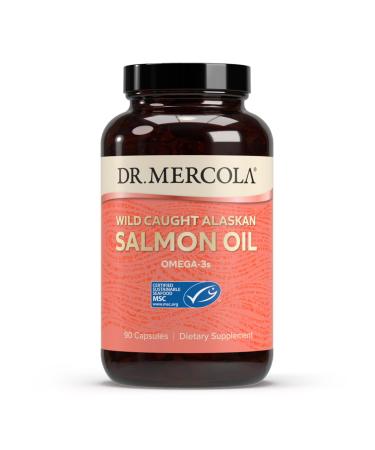 Dr. Mercola Salmon Oil - Omega-3 Support - Wild Caught Alaskan Sockeye - Minimally Processed - MSC Certified - 3000 mg - Non-GMO - 90 Capsules