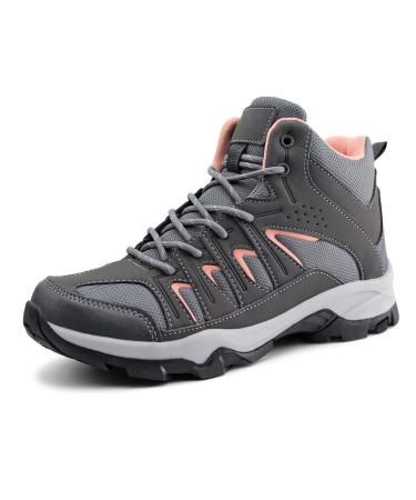 JABASIC Womens Mid Hiking Boots Lightweight Outdoor Trekking Shoes 9 Grey/Pink