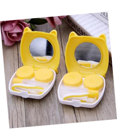 Buy Solustre 2-Pack Eye Contact Case & Travel Container for Colored Contact Lenses - Yellow - Ideal Lens Storage & Tweezers - Buy Online on GoSupps.com