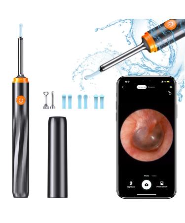 Ear Wax Removal Tool - Ear Cleaner with Camera 1920P FHD Wireless Ear Otoscope with 6 LED Lights Ear Wax Removal Kit with 6 Ear Spoon Ear Camera for iPhone iPad & Android Smart Phones (Black)
