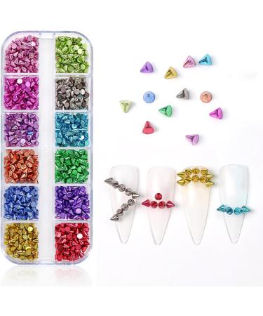 24 Grid 3D Cone Nail Art Charms - Metal Rivet Studs & Spike Jewels for DIY Nail Decorations - Gold & Silver Set - Buy Online on GoSupps.com