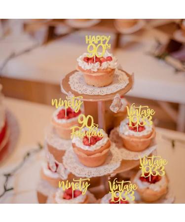 SYKYCTCY 24 Pack Vintage 1933 Cupcake Toppers Glitter Ninety 90 Fabulous Number 1933 Cupcake Picks Happy 90th Birthday Wedding Anniversary Party Cake Decorations Supplies Gold 90th Gold - Buy Online on GoSupps.com