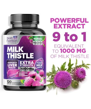 Milk Thistle Supplement - 9:1 Strength Liver Health Support with Dandelion Root & Silymarin Marianum Liver Cleanse Detox & Repair 1000mg Equivalent - Nature's Milk Thistle Extract - 120 Capsules 120 Count (Pack of 1) - Buy Online on GoSupps.com