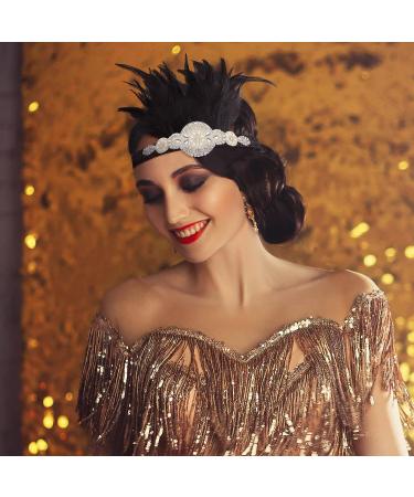 Patelai 4 Pcs Halloween Flapper Headband Set - Vintage 1920s Rhinestone Headpiece for Women - Buy Online on GoSupps.com