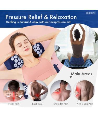 Acupressure Mat Generise Accupressure Body Mat and Pillow Set for Men & Women - Back Neck and Muscle Pain Relief - Includes Travel Bag with Adjustable Strap (Black with Blue Spikes) - Buy Online on GoSupps.com