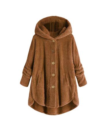 Fleece plush jacket fluffy warm zipper wool jacket ladies sweater fleece sweater sweaters on both sides transition jacket breathable light quilted jacket autumn winter coat with hooded plush jacket brown m