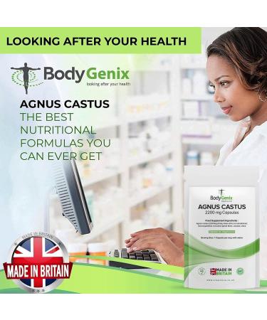 Bodygenix Vitex Agnus Castus Supplement - Reduces Menstrual Irritability & Mood Swings - 2200mg Veg Capsules (240 Count) - Buy Online on GoSupps.com