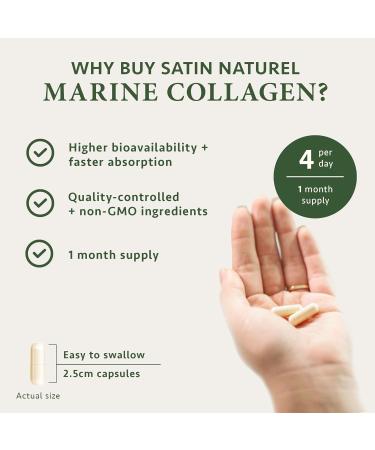 Marine Collagen Capsules with Hyaluronic Acid & Vitamin C - 2400mg High Strength - Skin, Joints & Hair - 120 Capsules - Satin Naturel - Buy Online on GoSupps.com