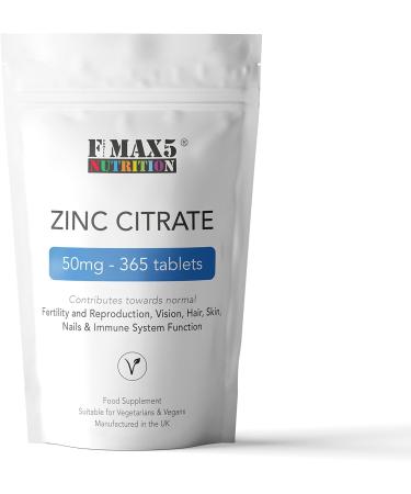Zinc Citrate 50mg Tablets - 360 Count - Immune Health Support - Easy to Swallow Daily Supplement - Buy Online on GoSupps.com