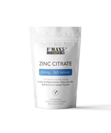 Zinc Citrate 50mg | 120/360 Tablets | One a Day | Easy to Swallow | Immune Health | Food Supplement (360)