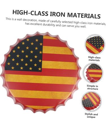 Mikinona American Flags Beer Cap Pendant Us Flag Memorial Day Hanging Decor Tin Wall Iron Craft European and American Wreath 36X36X4CM American Flag Pattern - Buy Online on GoSupps.com