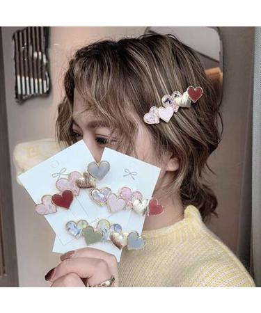 Yheakne Love Heart Hair Clip Barrette Cute Hair Barrette Pin Headpieces Decorative Hair Pin Head Clip Geometry Hair Clip Headwear Hair Accessories for Women and Girls (Pink Heart) - Buy Online on GoSupps.com
