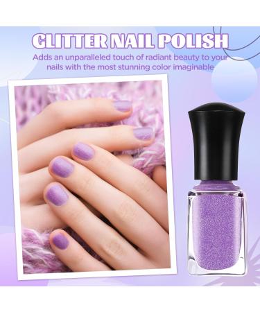 Glitter Nail Polish Long Lasting Quick Dry Nail Varnish Odorless Gel Based Formula Nail Varnish Set for DIY Nail Art Manicure-No Need Use UV Lamp Purple  - Buy Online on GoSupps.com