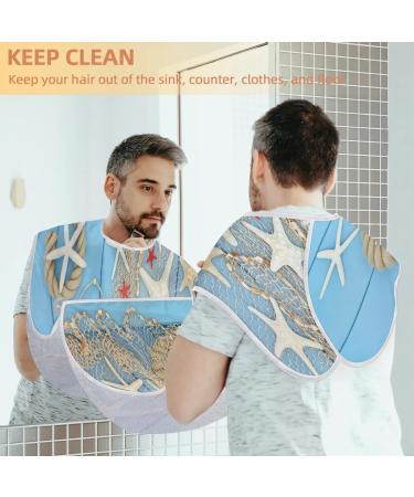 Starfish Fishing Nets Beard Bib - Non-Stick Waterproof Grooming Cape with Suction Cups | Perfect Gift for Men - Buy Online on GoSupps.com