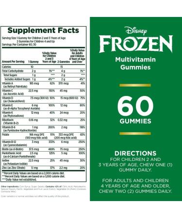 Nature's Bounty Disney Frozen Kids Gummy Multivitamin - 60 Gummies, Strawberry & Raspberry Flavored - Vitamins A, C, D, E & B - Pack of 1 - Buy Online on GoSupps.com