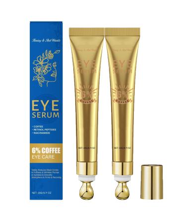 homomdy Caffeine 6% eye contour cream for dark circles moisturizing and anti-aging reducing puffiness and bags diminishing wrinkles and fine lines brightening and firming (2 pcs)