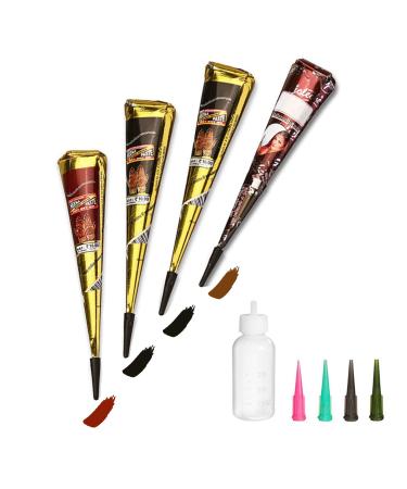 Temporary Tattoo Set  4Pcs Cones with Three Colors(2 Black  1Brown  1 Red)  20Pcs Adhesive Stencilfor Art Drawing Designing Painting on Tattoo Body