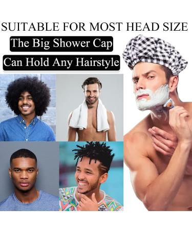 Kaiersi Large Waterproof Shower Cap for Men - Reusable & Adjustable - Ideal for Braids, Locs, and Dreadlocks - 2 Plaid Colors - Buy Online on GoSupps.com