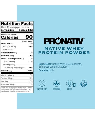 Pronativ 100% Whey Native Protein Powder Unflavored 2 lb Made from Farm Fresh Milk No Artificial Flavors or Preservatives for Muscle Health and Recovery Lactose Free - Buy Online on GoSupps.com