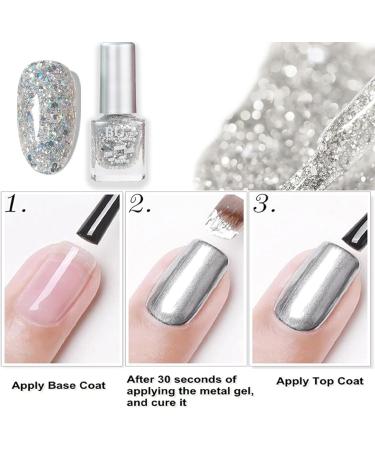 Glitter Silver Nail Polish Metallic Quick Dry Long Lasting Shimmer Sparkle Metal Effect Nail Varnish No UV Needed Nail Art Polish Gifts for Women Girls DIY Nail Art Manicure Home - Buy Online on GoSupps.com