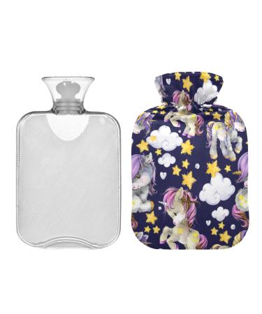 Hot water bottle 2L with lid unicorn and star hot water bag for pain relief hand feet warmer winter