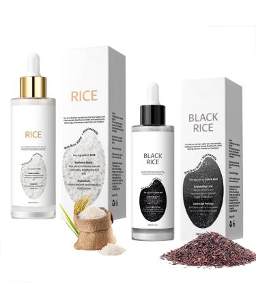 2 pieces Pure Skin Peel Shot Glow Rice Ampoule Duo gentle rice peeling face with black rice and white rice for pore cleansing moisturizing facial serum for radiant skin