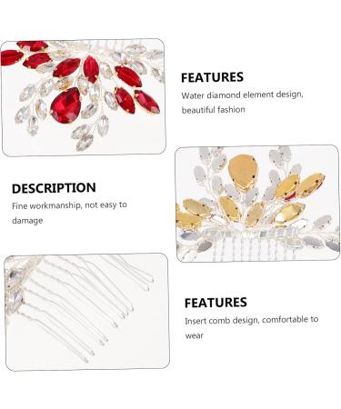 Angoily Bridal Hair Comb Tiara Bride Insert Comb Hair Accessories for Women Wedding Hair Combs for Women Pearl Rhinestone Hair Comb Rhinestones Decorate Women's Modeling Red - Buy Online on GoSupps.com