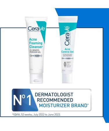 CeraVe 4% Benzoyl Peroxide Cleanser & Glycolic Acid Gel BUNDLE Acne Foaming Cleanser & Acne Control Gel Formulated with Salicylic Acid & Ceramides Suitable for Acne-Prone Skin Fragrance-Free - Buy Online on GoSupps.com