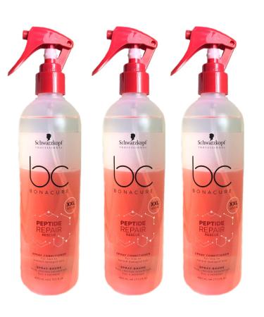 3x Schwarzkopf Professional Bonacure Peptide Repair Rescue Spray Conditioner 400 ml