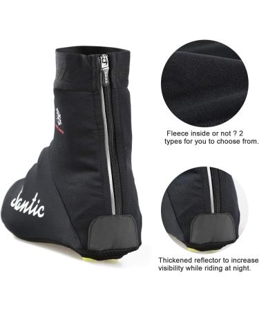Santic Men's Cycling Shoe Covers - Windproof Thermal Overshoes for Road Bike - Black, Fleece Lined (Large) - Buy Online on GoSupps.com