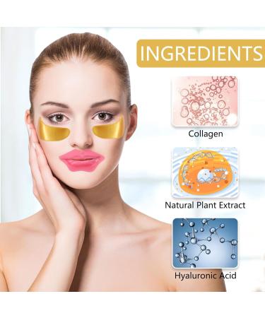 24 PCS Hydrating Lip & Eye Masks - Anti-Aging Eye Patches Collagen Gel Pads for Puffy Eyes & Dark Circles Nourishing Lip Mask for Moisture & Repair - Buy Online on GoSupps.com
