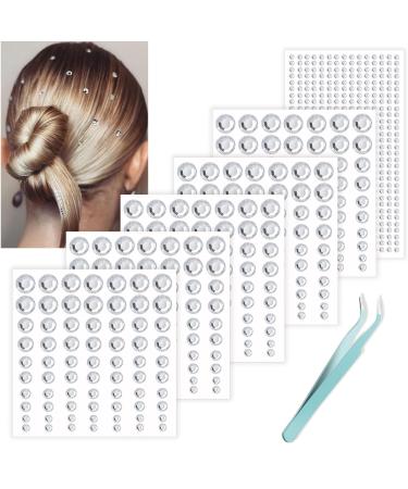 NOOEPC Hair Jewels Clear Self Adhesive Hair Gems Face Jewels Stickers for Makeup Hair Diamonds Hair Pearls Stick On Bling Stickers Rhinestone Self Adhesive for Crafts Face Makeup Eye Nail